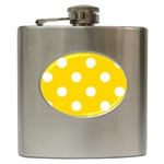 Polka Dots - White on Gold Yellow Hip Flask (6 oz)