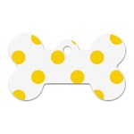 Polka Dots - Gold Yellow on White Dog Tag Bone (One Side)