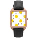 Polka Dots - Gold Yellow on White Rose Gold Leather Watch
