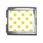 Polka Dots - Gold Yellow on White Mega Link Italian Charm (18mm)