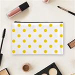 Polka Dots - Gold Yellow on White Cosmetic Bag (M)
