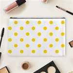 Polka Dots - Gold Yellow on White Cosmetic Bag (L)