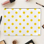 Polka Dots - Gold Yellow on White Cosmetic Bag (XL)
