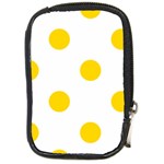 Polka Dots - Gold Yellow on White Compact Camera Leather Case