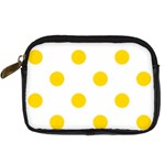 Polka Dots - Gold Yellow on White Digital Camera Leather Case