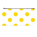Polka Dots - Gold Yellow on White Pencil Case