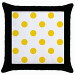 Polka Dots - Gold Yellow on White Throw Pillow Case (Black)