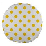 Polka Dots - Gold Yellow on White Large 18  Premium Round Cushion