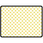 Polka Dots - Gold Yellow on White Fleece Blanket (Large) (One Side)