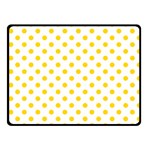 Polka Dots - Gold Yellow on White Fleece Blanket (Small) (One Side)