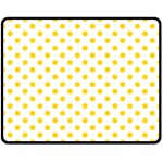 Polka Dots - Gold Yellow on White Double Sided Fleece Blanket (Medium) (Two Sides)