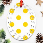 Polka Dots - Gold Yellow on White Ornament (Bell) Ornament (Oval Filigree)