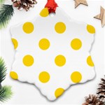Polka Dots - Gold Yellow on White Ornament (Snowflake)