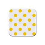 Polka Dots - Gold Yellow on White Rubber Coaster (Square)