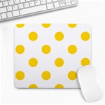 Polka Dots - Gold Yellow on White Large Mousepad