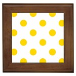 Polka Dots - Gold Yellow on White Framed Tile