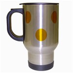 Polka Dots - Gold Yellow on White Travel Mug (Silver Gray)