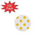 Polka Dots - Gold Yellow on White 1  Mini Button (100 pack)