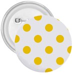 Polka Dots - Gold Yellow on White 3  Button