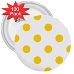 Polka Dots - Gold Yellow on White 3  Button (100 pack)
