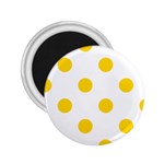 Polka Dots - Gold Yellow on White 2.25  Magnet