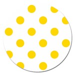 Polka Dots - Gold Yellow on White Magnet 5  (Round)