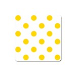 Polka Dots - Gold Yellow on White Magnet (Square)