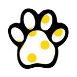 Polka Dots - Gold Yellow on White Magnet (Paw Print)
