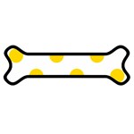 Polka Dots - Gold Yellow on White Magnet (Dog Bone)