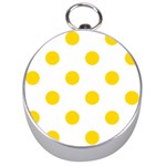 Polka Dots - Gold Yellow on White Silver Compass