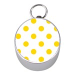 Polka Dots - Gold Yellow on White Silver Compass (Mini)