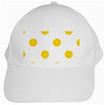 Polka Dots - Gold Yellow on White White Cap