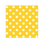 Polka Dots - White on Banana Yellow Small Satin Scarf  (Square)