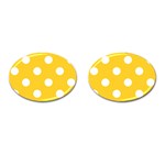 Polka Dots - White on Banana Yellow Cufflinks (Oval)