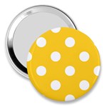 Polka Dots - White on Banana Yellow 3  Handbag Mirror