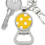 Polka Dots - White on Banana Yellow Bottle Opener Key Chain