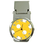 Polka Dots - White on Banana Yellow Money Clip Watch