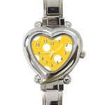 Polka Dots - White on Banana Yellow Heart Italian Charm Watch