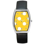 Polka Dots - White on Banana Yellow Barrel Style Metal Watch