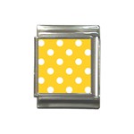 Polka Dots - White on Banana Yellow Italian Charm (13mm)