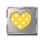 Polka Dots - White on Banana Yellow Mega Link Heart Italian Charm (18mm)
