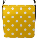 Polka Dots - White on Banana Yellow Flap Closure Messenger Bag (S)