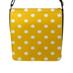Polka Dots - White on Banana Yellow Flap Closure Messenger Bag (L)