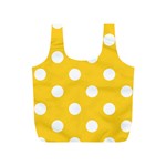 Polka Dots - White on Banana Yellow Full Print Recycle Bag (S)