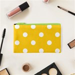 Polka Dots - White on Banana Yellow Canvas Cosmetic Bag (XS)