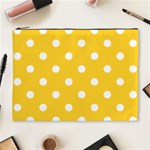 Polka Dots - White on Banana Yellow Cosmetic Bag (XL)