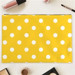 Polka Dots - White on Banana Yellow Cosmetic Bag (XXL)