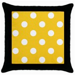 Polka Dots - White on Banana Yellow Throw Pillow Case (Black)
