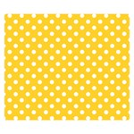 Polka Dots - White on Banana Yellow Double Sided Flano Blanket (Small)