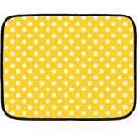 Polka Dots - White on Banana Yellow Double Sided Fleece Blanket (Mini)